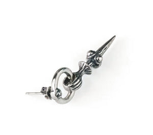 Men's 925 sterling silver earrings with exaggerated vajra and domineering earrings