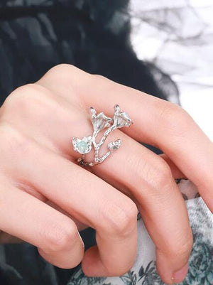 Unique original sterling silver ring handmade flower index finger ring design spring and summer