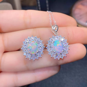 Fashion natural sterling silver opal sets