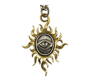Men's fashion sterling silver sun gods eye pendant & necklace - MOWTE
