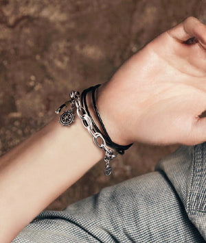 Men's fashion rudder cross sterling silver bracelet