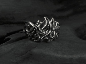 Men's dark fire sterling silver ring