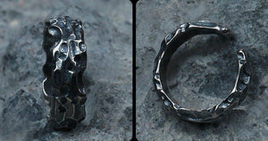 Vintage stone pattern couple sterling silver ring