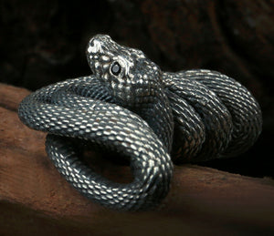 Men's fashion sterling silver snake pendant necklace