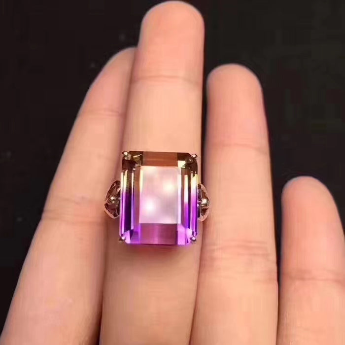 Natural ametrine sterling silver free size ring