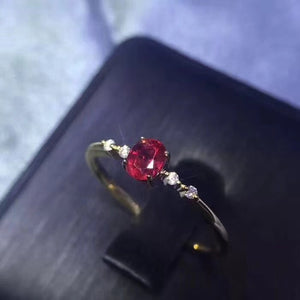 Ruby silver free size ring - MOWTE