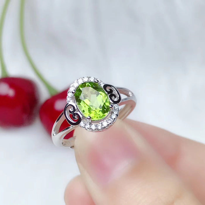 Peridot sterling silver opening ring