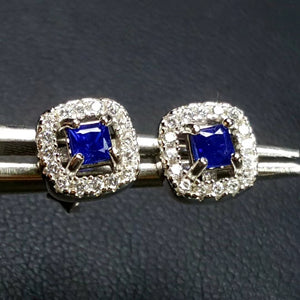 Royalblue sapphire sterling silver earrings