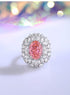 Padparadscha pink oval cut 925 sterling silver ring for women colored huge gemstones high carbon full diamond - MOWTE