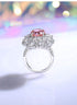 Padparadscha pink oval cut 925 sterling silver ring for women colored huge gemstones high carbon full diamond - MOWTE