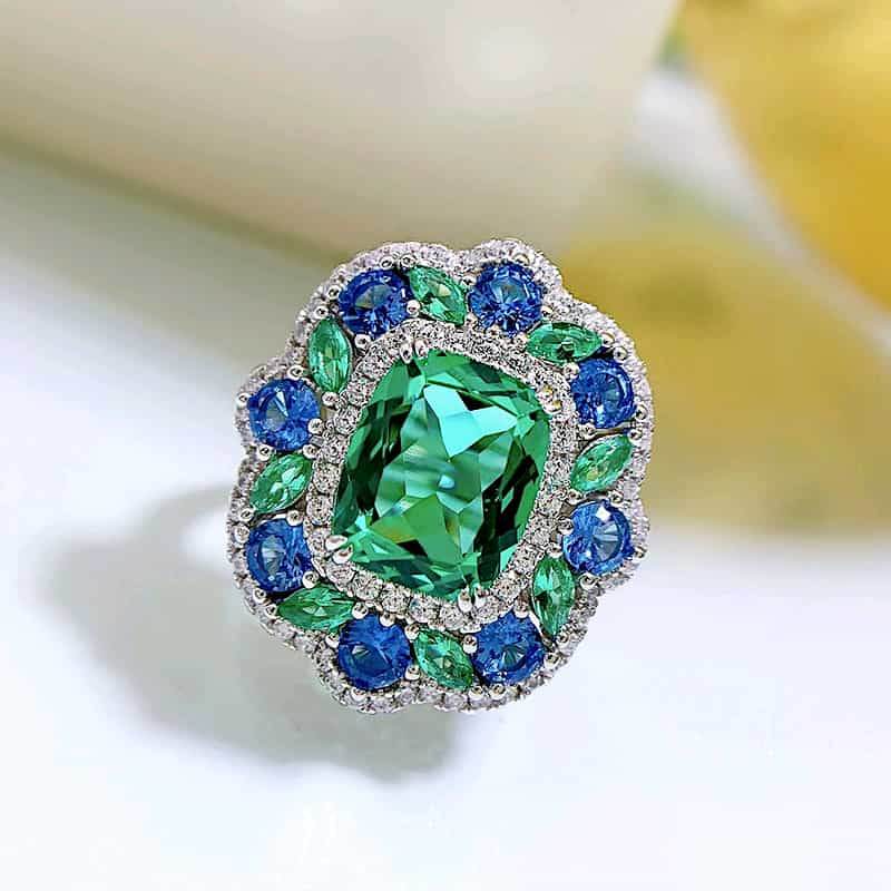 S925 Silver Secret Garden 8*10 Simulated Green Tourmaline - MOWTE