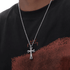 S925 sterling silver cross necklace men's hip-hop trend inlaid zircon pendant women's INS