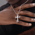 S925 sterling silver cross necklace men's hip-hop trend inlaid zircon pendant women's INS