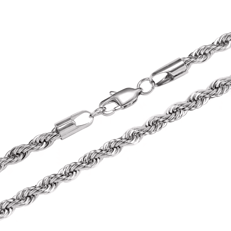 Short twist chain silver Fried Dough Twists chain clavicle necklace men and women hip-hop - MOWTE