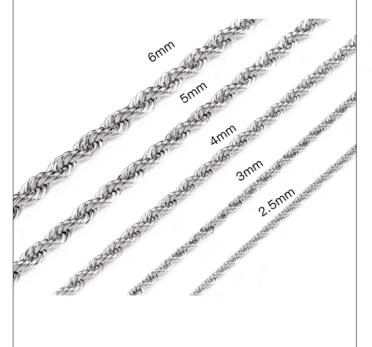 Short twist chain silver Fried Dough Twists chain clavicle necklace men and women hip-hop - MOWTE