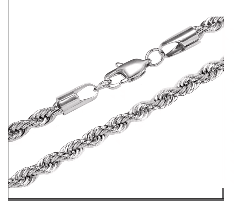 Short twist chain silver Fried Dough Twists chain clavicle necklace men and women hip-hop - MOWTE