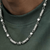 O-ring block splicing titanium steel necklace for men's hip-hop personality antique silver collarbone chain high-end and trendy INS - MOWTE