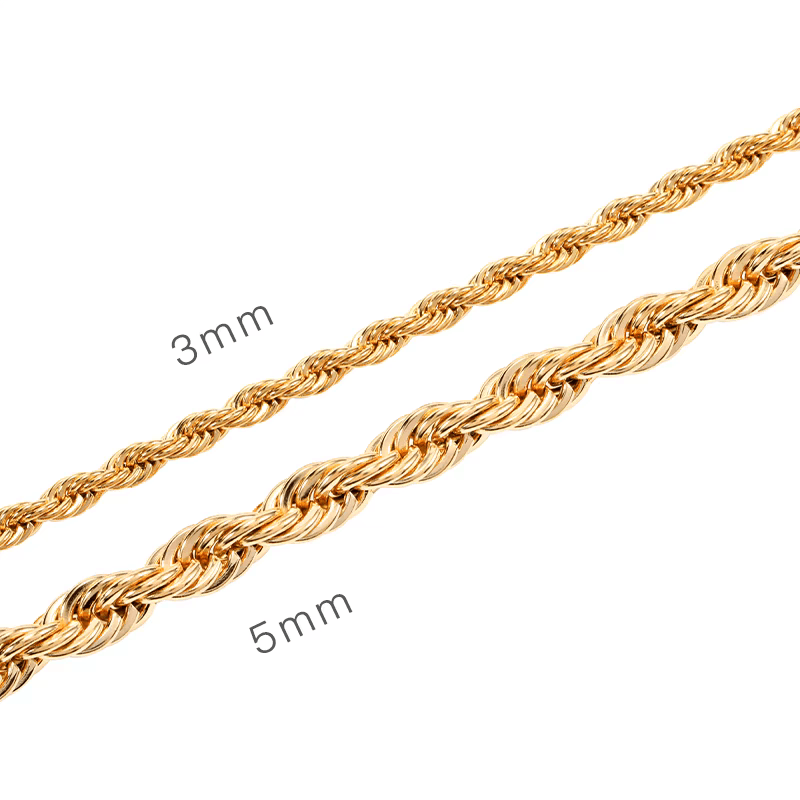 Short twist chain gold Fried Dough Twists chain plated 18K gold necklace hip hop clavicle chain - MOWTE