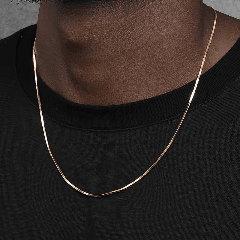 24K gold necklace snake bone chain men's hip-hop versatile collarbone chain women's high-end sweater chain - MOWTE