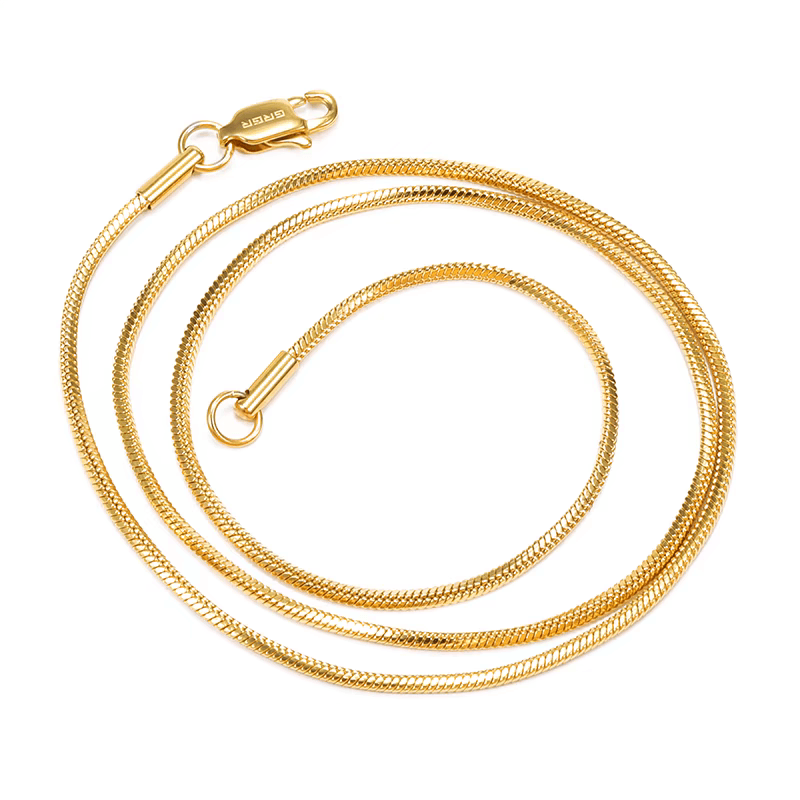 24K gold necklace snake bone chain men's hip-hop versatile collarbone chain women's high-end sweater chain - MOWTE