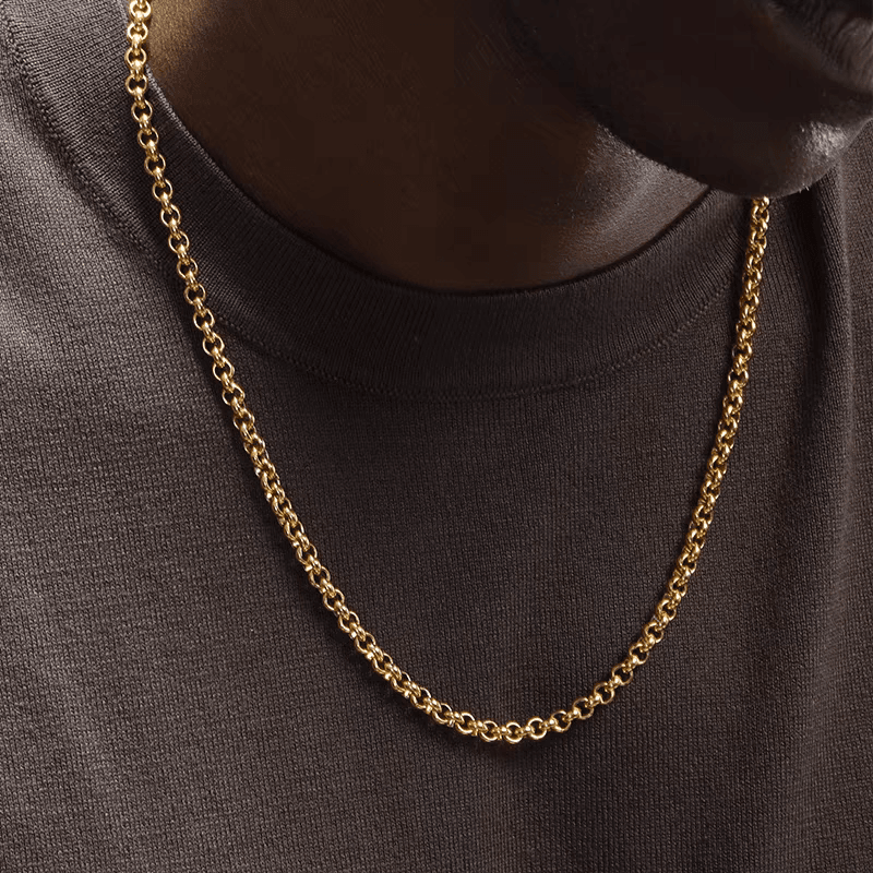 18K gold plated necklace men's hip-hop versatile titanium steel O-ring collarbone chain women's high-end sweater chain - MOWTE