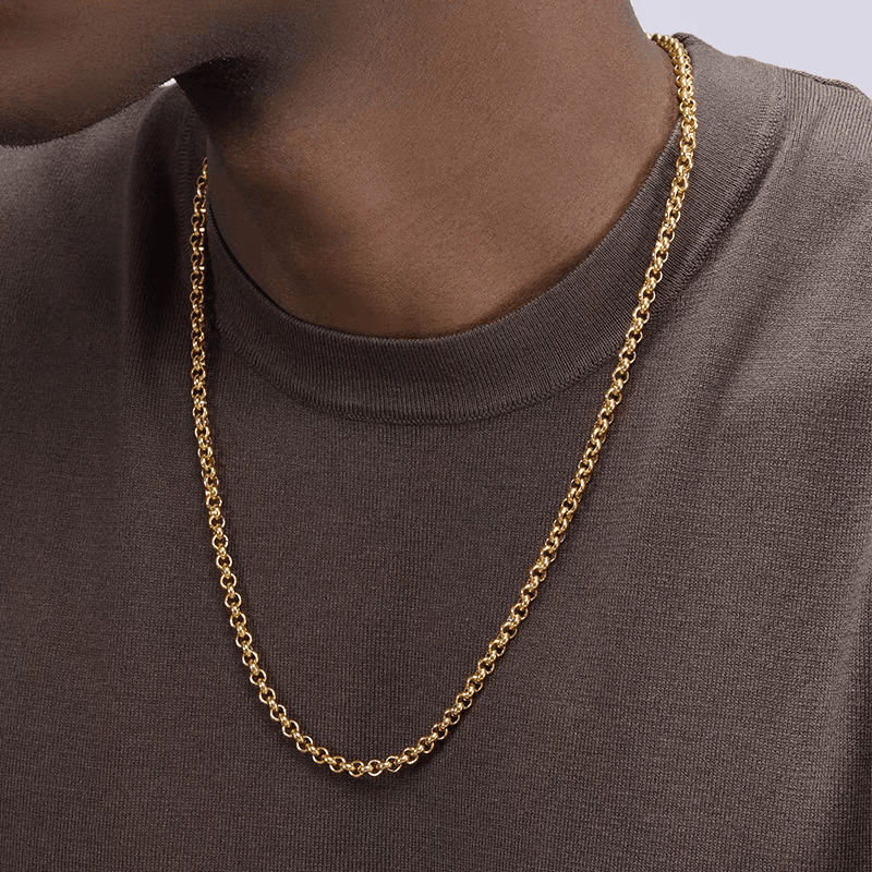 18K gold plated necklace men's hip-hop versatile titanium steel O-ring collarbone chain women's high-end sweater chain - MOWTE