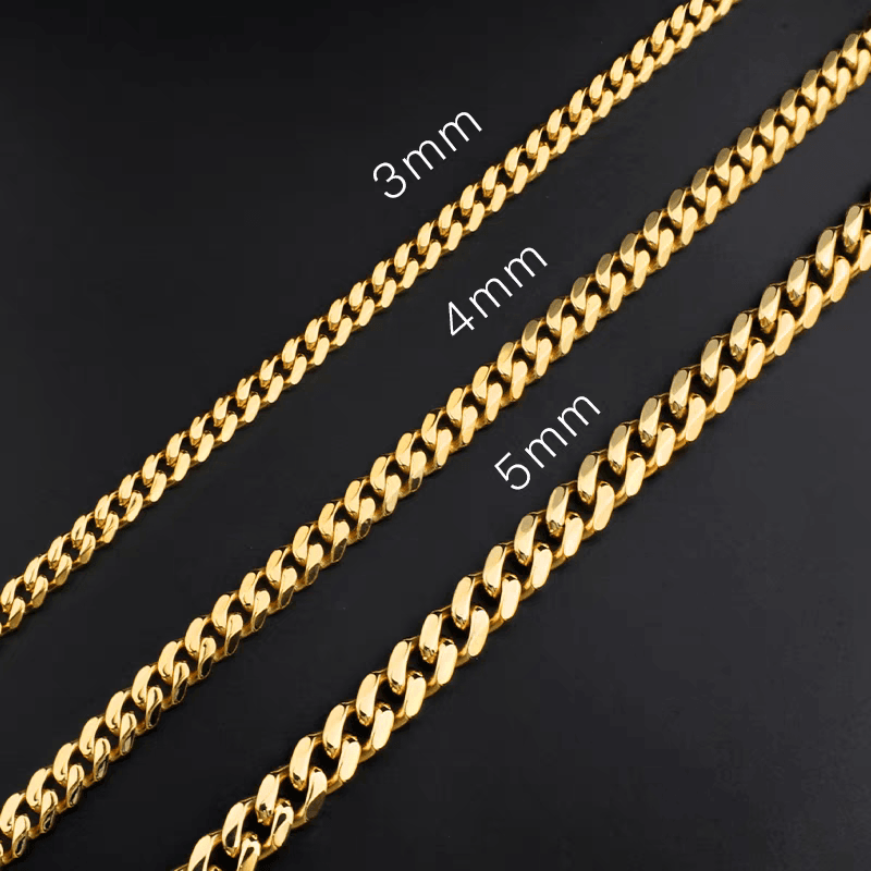 Titanium steel gold hip-hop thin Cuban necklace trendy ins unisex Cuban collarbone sweater chain - MOWTE