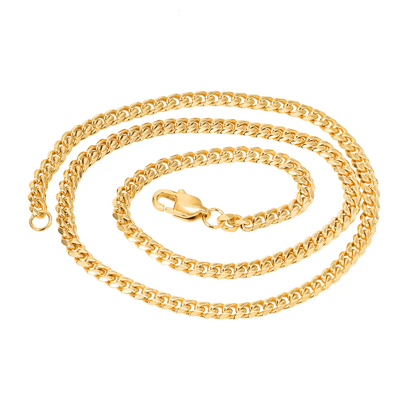 Titanium steel gold hip-hop thin Cuban necklace trendy ins unisex Cuban collarbone sweater chain - MOWTE