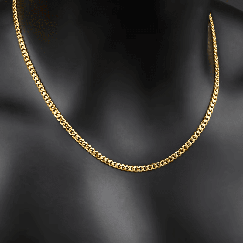 Titanium steel gold hip-hop thin Cuban necklace trendy ins unisex Cuban collarbone sweater chain - MOWTE