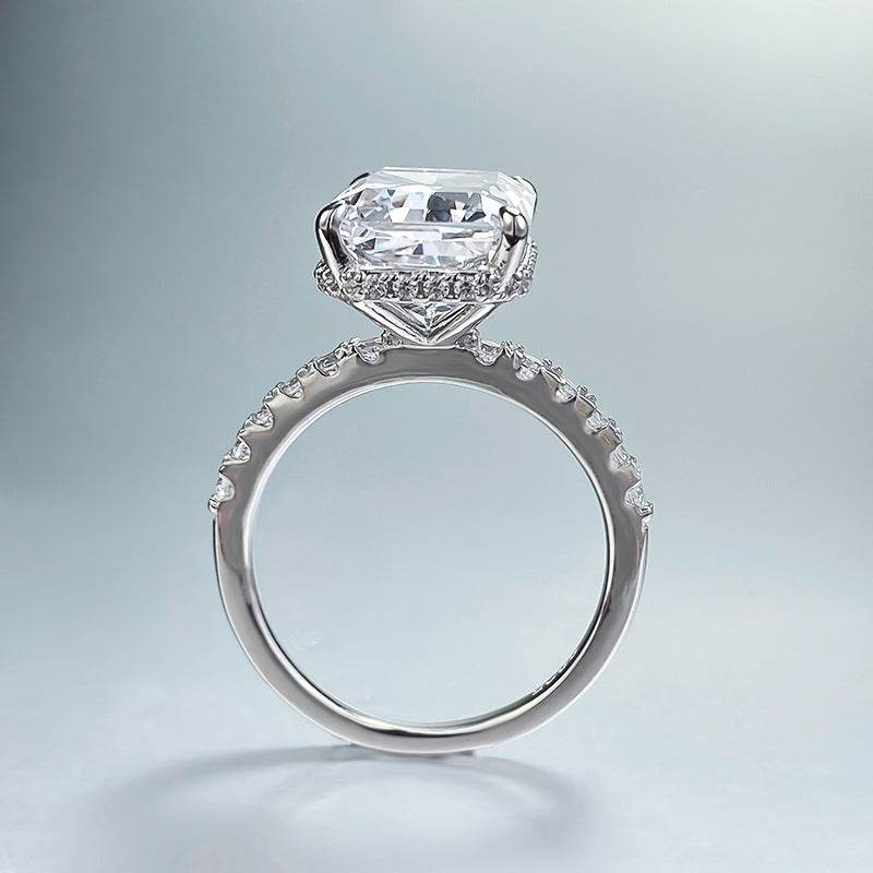 S925 Silver New Product Ins Style Daily Simplicity 9 * 13mm rectangular white diamond ring for women