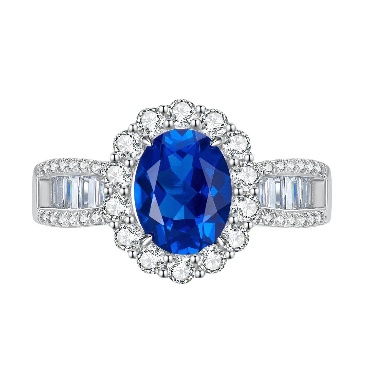 New Style High Carbon Diamond S925 Sterling Silver Luxury Halo Vintage 7x9mm Oval Ring