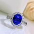 New Style High Carbon Diamond S925 Sterling Silver Luxury Halo Vintage 7x9mm Oval Ring