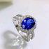 New Style High Carbon Diamond S925 Sterling Silver Luxury Halo Vintage 7x9mm Oval Ring