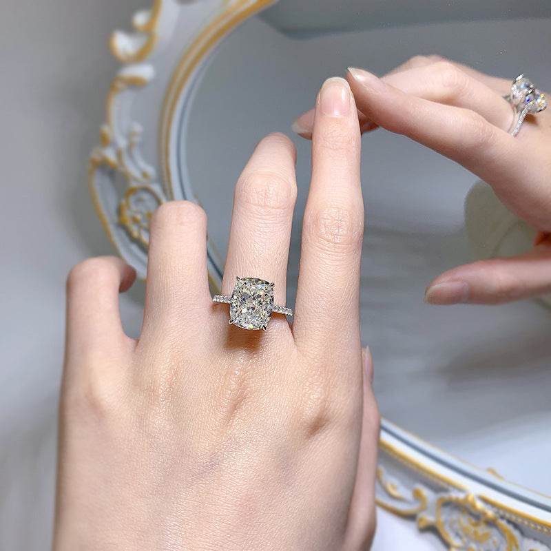New Style High Carbon Diamond S925 Sterling Silver Luxury 10*12mm princess Ring