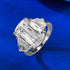 2025 New S925 Sterling Silver High-Carbon Diamond 10x14mm Prism-Cut Chunky Square Ring - MOWTE