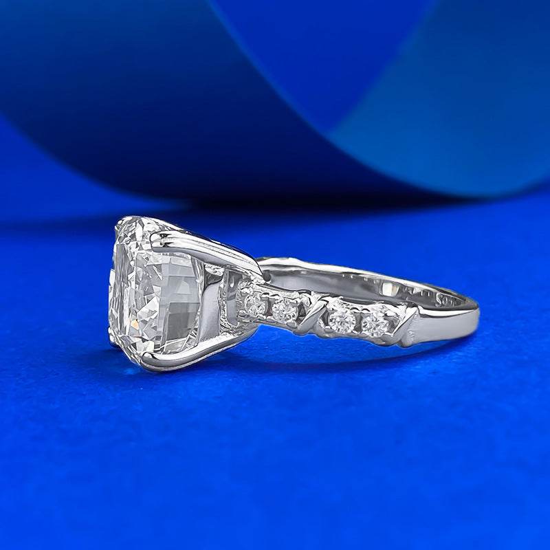 New S925 Sterling Silver High-Carbon Diamond Ice Cut 10x10mm Stylish Everyday Ring - MOWTE