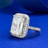 2025 New S925 Sterling Silver High-Carbon Diamond Elongated Step-Cut 10x14mm Asscher White Ring