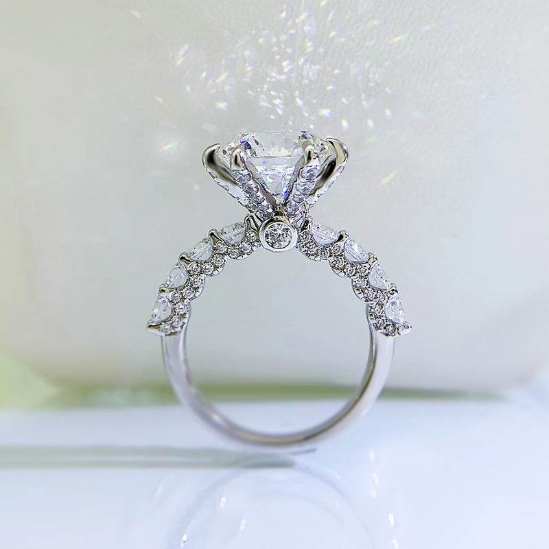 New 925 Sterling Silver 5 Carat Firework-Cut Aurora Six-Prong Women's Luxury Premium Ring