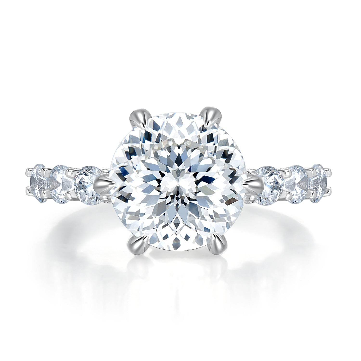 New 925 Sterling Silver 5 Carat Firework-Cut Aurora Six-Prong Women's Luxury Premium Ring