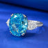 S925 Sterling Silver Aqua Blue Ice Flower-Cut 10x12mm Oval Women's Ring - MOWTE