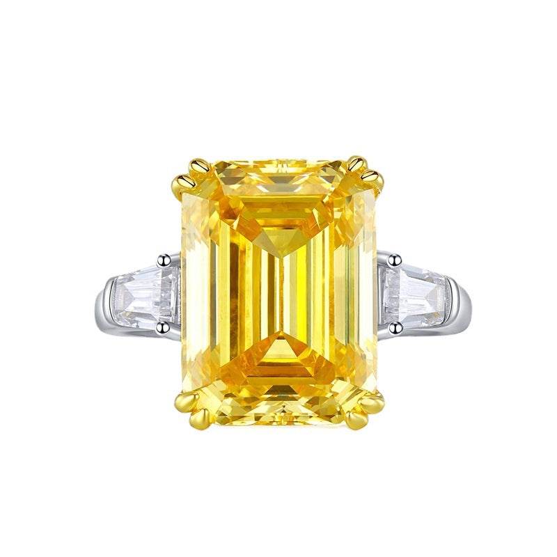 925 sterling silver ring luxury high carbon diamond ring 11*15 emerald cut engagement ring - MOWTE