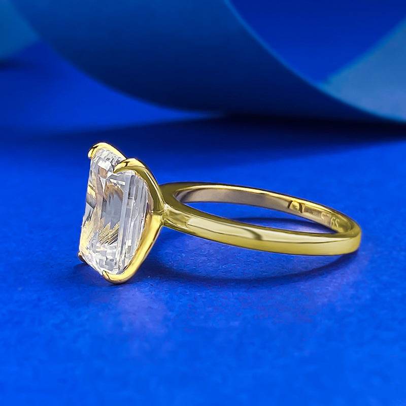 S925 Sterling Silver High-Carbon Simulated Diamond Emerald-Cut 7x10mm Rectangular Top-Selling Ring