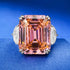 S925 Sterling Silver Women's 15ct Rectangular Asscher-Cut Sunset Orange-Pink Ring