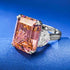 S925 Sterling Silver Women's 15ct Rectangular Asscher-Cut Sunset Orange-Pink Ring