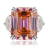 S925 Sterling Silver Women's 15ct Rectangular Asscher-Cut Sunset Orange-Pink Ring