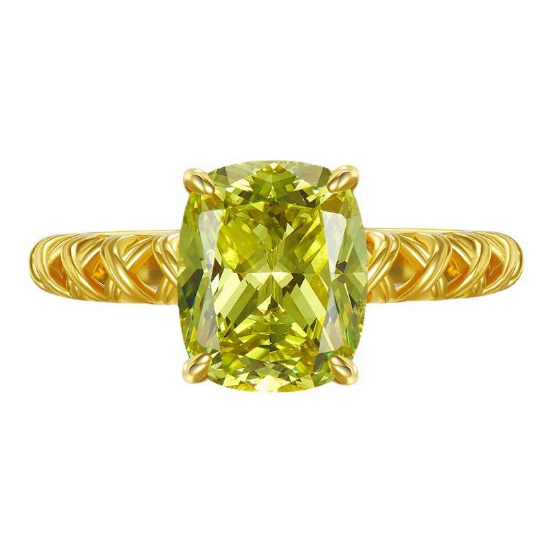 925 silver light luxury simple 9*11mm olive green ring fashionable versatile - MOWTE
