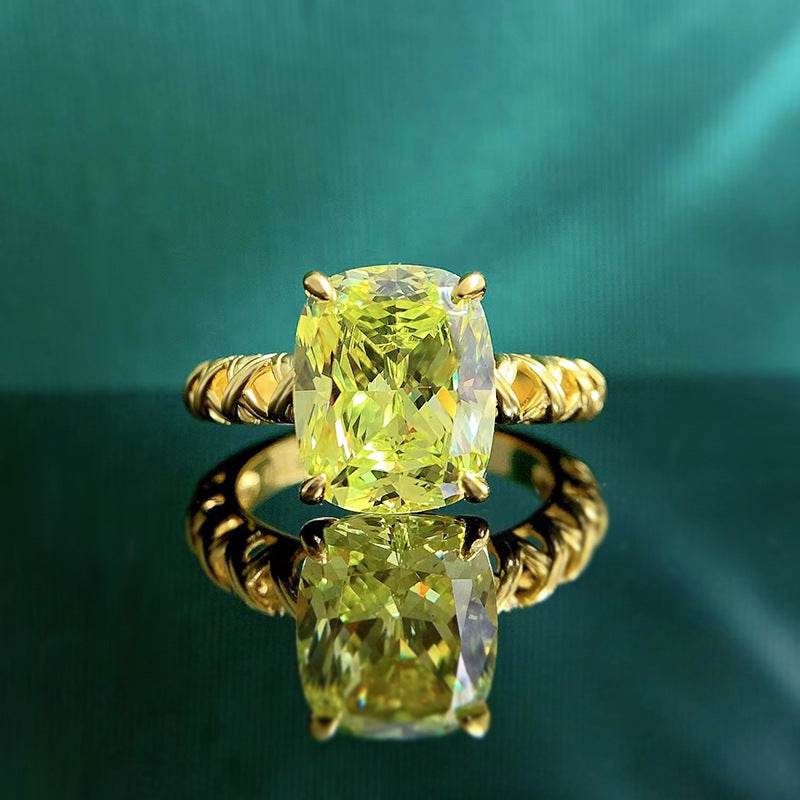 925 silver light luxury simple 9*11mm olive green ring fashionable versatile - MOWTE
