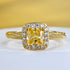 S925 Silver 5 * 5mm Square Sugar Yellow Diamond High Carbon Diamond Ring