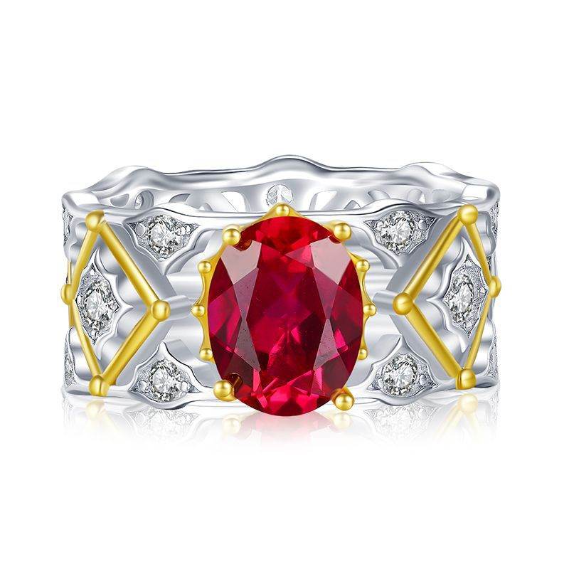 New Italian Craftsmanship Palace Retro 7 * 9mm Dove Blood Red Ring with Elegant Style - MOWTE