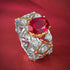 New Italian Craftsmanship Palace Retro 7 * 9mm Dove Blood Red Ring with Elegant Style - MOWTE